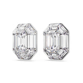 Lucent clip earrings, Octagon cut, White